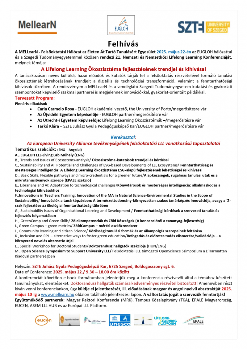 MELLearN_EUGLOH_SZTE_21.Felsooktatasi_LLL_Konferencia_Felhivas_2025_v01_page-0001